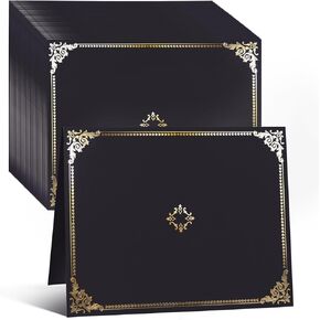 Certificate Holders, Black Certificate Frame Diploma Covers with Gold Foil Border for Letter Size 8.5x11 Inches Award Certificate Papers and Documents, 30pack