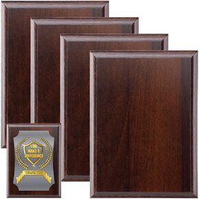 4 Pcs DIY Blank Award Plaques Personalized Engraved Plaques Wooden Trophy Gift for Thank You, Photo, School, Sports, Special Achievements, Retirement
