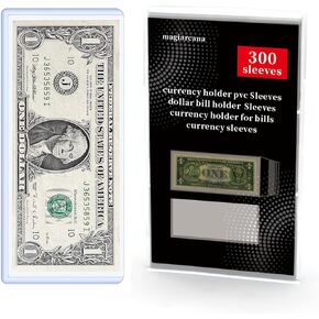 300 Packs Reusable Bag ziplock banknotes PVC Holder Currency Sleeves, Currency Holder for Bills Storage,Currency Topload Holders Sleeves，