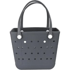 Juyeesm Medium Beach Bag, Waterproof Rubber Beach Bag, Washable Open Tote Bag Durable Tote Travel Bags for Outdoor Sport