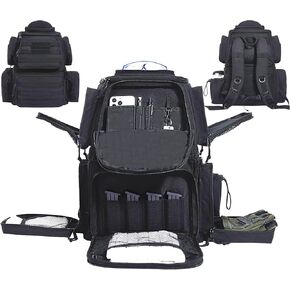 Gun range backpack Holds 6 full size pistols,Pistol range bag with 11 magazine slots,Suitable for training Pistol bag in Saudi Arabia
