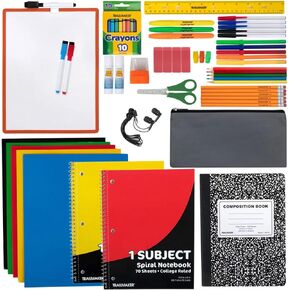 Trail maker Back to School Supplies 60 Piece Bundle Kit for Girls, Boys, Kids, Back to School Supply Box Bundle Kit Includes Notebooks, Folders, Composition Book, Headphones, Ruler, and More