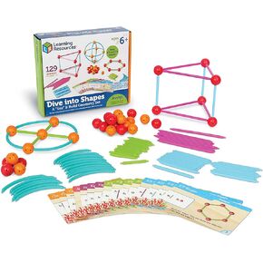 Learning Resources Dive into Shapes! A Sea and Build Geometry Set, 129 Pieces, Ages 6+, Geometry for Kids, Develops Shape Recognition, Back to School Games,3D Shapes for Kids