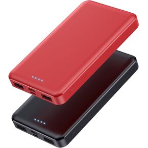 Portable Charger Power Bank 10000mAh【2 Pack】Ultra Slim Portable Phone Charger with USB C Input & 2 Output Backup Charging External Battery Pack Compatible with iPhone 15/14/13/12/11,Android Phone etc
