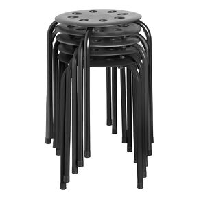 Norwood Commercial Furniture Stacking Stools for Kids and Adults, 17.75" Standard Height Portable Nesting Office and Classroom Stools, Black, Pack of 5