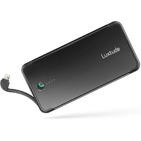 Luxtude 5000mAh Portable Charger iPhone Built in Lightning Cable (MFi Apple Certified), Ultra Slim External Battery Pack, Fast Charge Power Bank for iPhone 14/13/12/11 Pro/X/XR/XS Max/10/8/7/6S etc.
