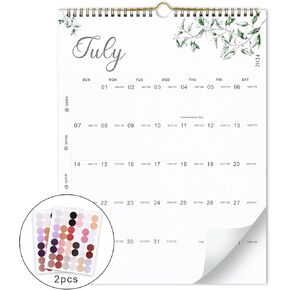 Calendar 2024-2025, 18 Months Wall Calendar July 2024 to Dec 2025 Calendar with Julian Dates, 14 X 11" (green leaves)