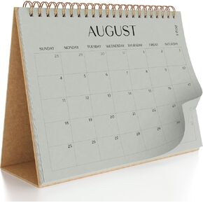 Aesthetic Desk Calendar 2025 - Runs from August 2024 until June 2026 - Beautiful Small 2025-2026 Flip Desktop Calendar for Easy Organizing