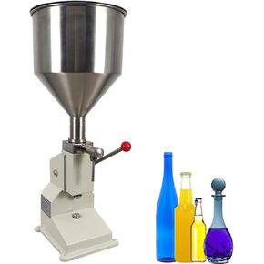 INTBUYING Manual Liquid Filling Machine Stainless Steel Filling Machine with 10L Hopper A03 Manual Paste Liquid Filling Machine Adjustment 5-60ml Bottle Filler