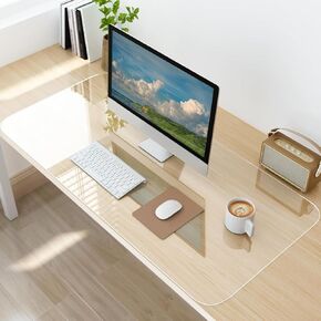 Clear Desk Mat, Non-Slip PVC Clear Desk Pad, Desk Protector Mat with Round Edge, Heat Resistant & Waterproof Clear Desk Writing Mat Desk Table Protector for Home and Office (23.6"*15.7")