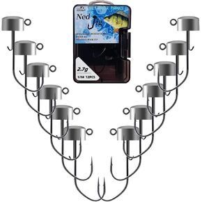 Mushroom Head Ned Rig Jig for Finesse Fishing, for Bass Fishing with Soft Lures 12 Pack Jig Hooks Kit