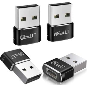 EasyULT USB C Female to USB Male Adapter 4 Pack, Type C Plug Power Converter, Type C to USB A Converter, for Phone 11 12 13 Pro Max, SE, Samsung S20/S10/S9/S8, and Other USB C Devices(Black) in Kuwait