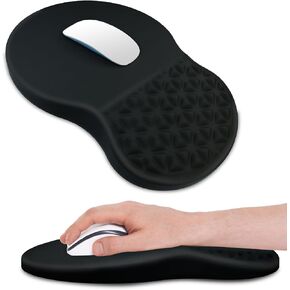 Ergonomic Mouse Pad with Wrist Support, Mouse Pad with Memory Foam Massage Bulge to Relieve Wrist Pain, Ideal Mouse Pads for Home & Office Laptops (Black)