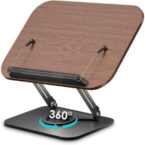 Viozon Book Stand for Reading,Book Holder, Height&Angle Adjustable, 360° Rotating Base, Foldable & Portable, Lightweight for Office, Kitchen, School Textbook, Recipe, Magazine,Kindle,Tablet