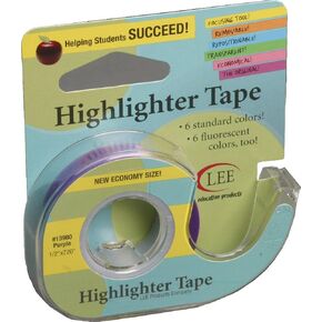 Lee Products Co. 1/2-Inch Wide 720-Inch Long Removable Highlighter Tape, Economy Size with Refillable Dispenser, Purple (13980)