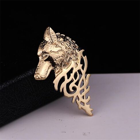 Retro Lion Animal Pin Brooch for Men Women Punk Buck Suit Tie Lapel Pin Cool Animal Bull Eagle Lion Wolf Head Collar Brooch Safety Pin Christmas Gifts in Kuwait