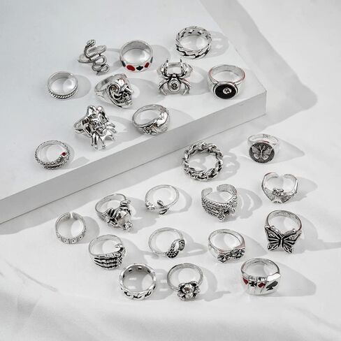 مجموعة خواتم مفصلية فضية عتيقة من 36 قطعة للنساء والفتيات من كيسويف، مجوهرات غربية، خواتم جمالية، خواتم بوهيمية متوسطة الحجم، مجموعة خواتم اصبع قابلة للتكديس من حجر الفيروز العتيق، هدية للنساء in Kuwait