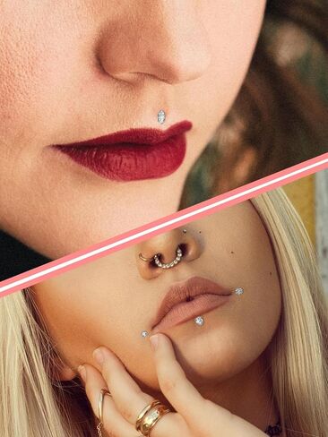 16G حلقات الشفاه الشفافة البلاستيكية Bioflex Labret ترصيع مكعب زركونيا أوبال الغضروف الزنمة أقراط التجنيب للعمل مونرو ميدوسا هيليكس هيئة ثقب المجوهرات in Kuwait