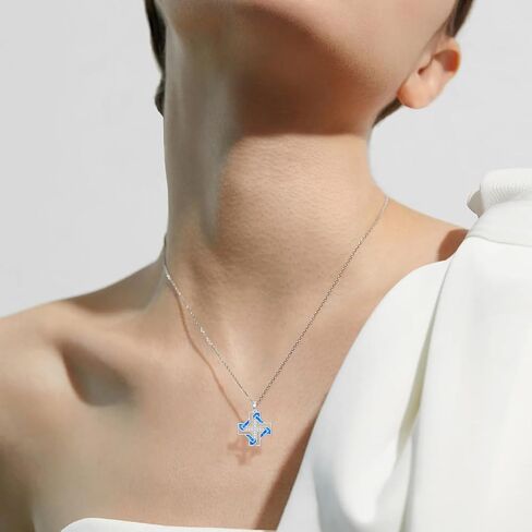 Peace Angel Cross Necklace for Women Sterling Silver Peace Sign Cross Pendant Necklace Heart Love Jewelry in Kuwait
