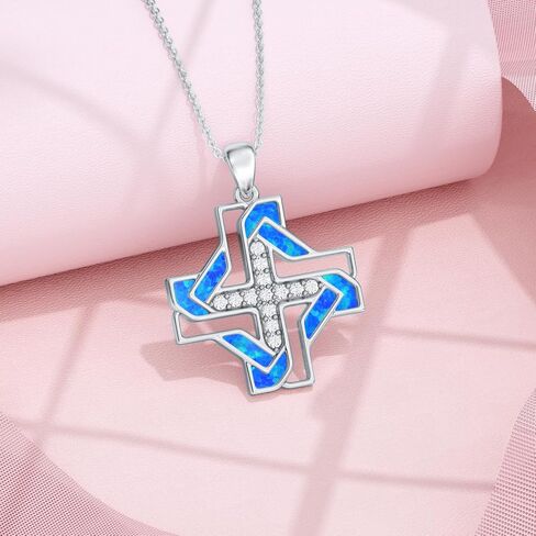 Peace Angel Cross Necklace for Women Sterling Silver Peace Sign Cross Pendant Necklace Heart Love Jewelry in Kuwait