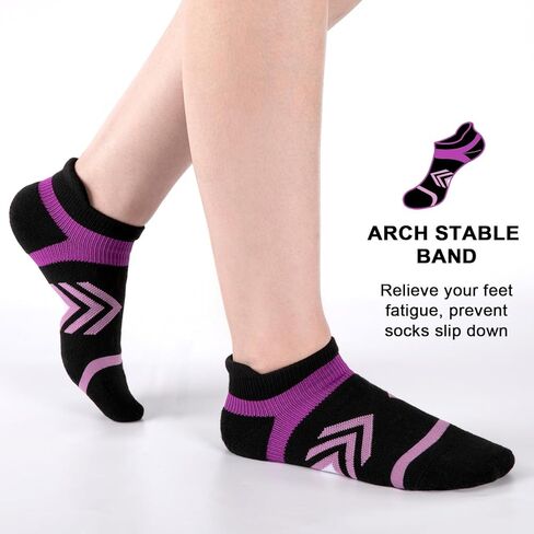 جوارب COOPLUS للكاحل للنساء للجري، جوارب رياضية مبطنة وممتصة للرطوبة، جوارب رياضية منخفضة القطع ومضادة للبثور (6 أزواج) in Kuwait