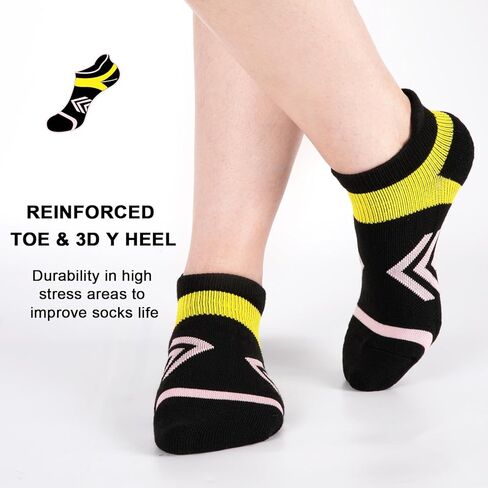 جوارب COOPLUS للكاحل للنساء للجري، جوارب رياضية مبطنة وممتصة للرطوبة، جوارب رياضية منخفضة القطع ومضادة للبثور (6 أزواج) in Kuwait