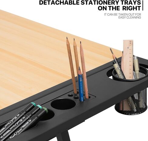 MoNiBloom Drafting Table on Wheels with Storage & Side Tray - Adjustable 0-65° Glass Tabletop, Replaceable Feet Art Desk in Kuwait
