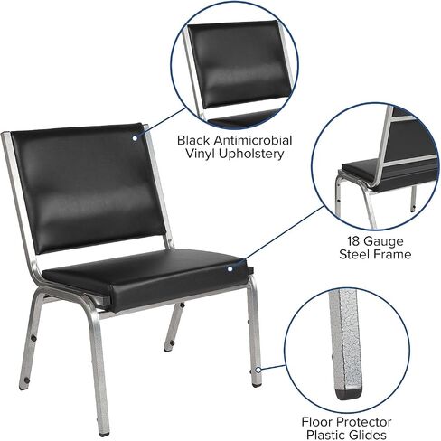 Flash Furniture HERCULES Series 1000 lb. كرسي استقبال طبي لعلاج السمنة من الفينيل الأسود المضاد للميكروبات in Saudi Arabia