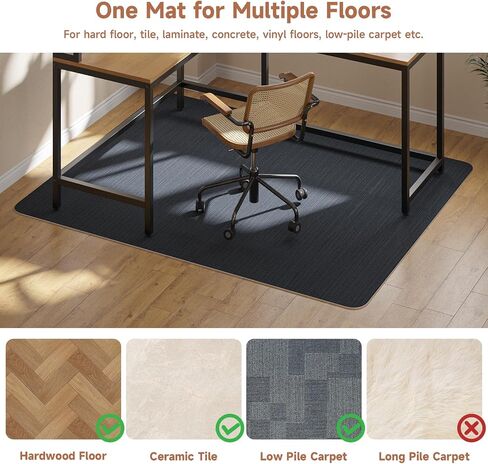 Office Chair Mat for Hardwood Floor & Low Pile Carpet Floor, Large 48"x60",Slip Resistant Heavy Duty Under Desk Chair Mat for Hardwood/Carpet Floor in Saudi Arabia