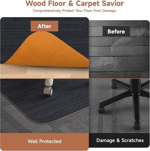 Office Chair Mat for Hardwood Floor & Low Pile Carpet Floor, Large 48"x60",Slip Resistant Heavy Duty Under Desk Chair Mat for Hardwood/Carpet Floor in Saudi Arabia