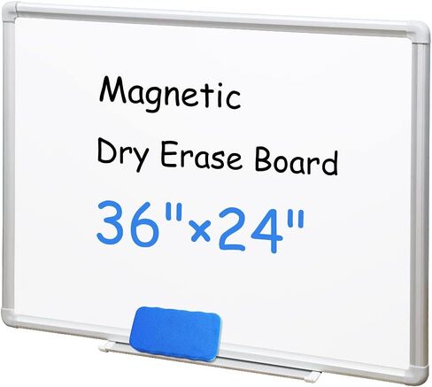 DEVELOP Magnetic White Board Dry Erase, 24 x 36 Inch, Dry Erase Board Aluminum Frame for Wall, Hanging Whiteboard with Detachable Marker Tray for Planning, Kitchen, Memo, School, Home, Office in Saudi Arabia