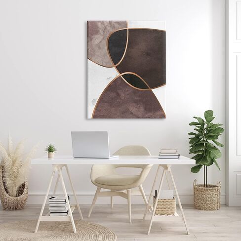 Stupell Industries Abstract Deco Shapes Layered Contrasting Tones Brown Purple, Designed by Design Fabrikken Canvas Wall Art, 36 x 48 in Saudi Arabia