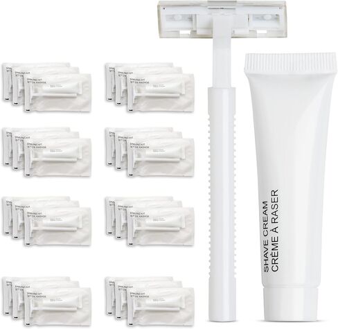 Shave Kit (Clear Frosted Sachet) - Hotel Amenities - Includes Twin Blade Razor and Moisturizing Shave Cream in Kuwait