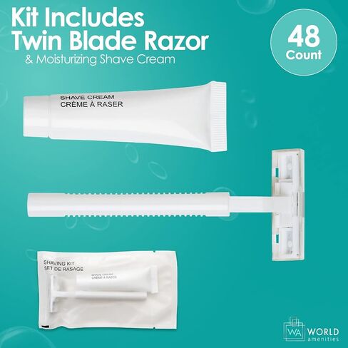 Shave Kit (Clear Frosted Sachet) - Hotel Amenities - Includes Twin Blade Razor and Moisturizing Shave Cream in Kuwait