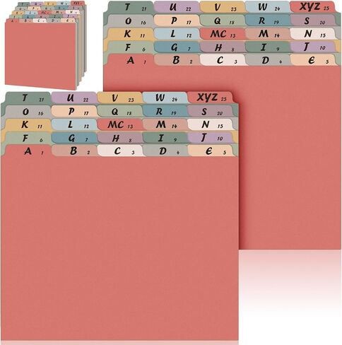 75 Pcs A-Z Alphabet Top Tab File Guides Set, Heavyweight Letter Size File Dividers 1/5 Cut Tab File Cabinet Dividers Desk Organizer for Work School Office Home (Vintage Color) in Saudi Arabia