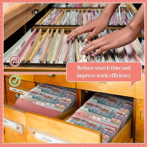75 Pcs A-Z Alphabet Top Tab File Guides Set, Heavyweight Letter Size File Dividers 1/5 Cut Tab File Cabinet Dividers Desk Organizer for Work School Office Home (Vintage Color) in Saudi Arabia