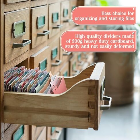 75 Pcs A-Z Alphabet Top Tab File Guides Set, Heavyweight Letter Size File Dividers 1/5 Cut Tab File Cabinet Dividers Desk Organizer for Work School Office Home (Vintage Color) in Saudi Arabia