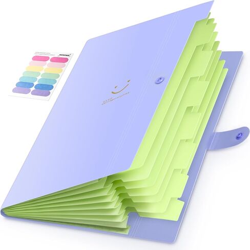Expanding File Folder, 8 Pockets Accordion File Organizer, A4 Letter Size Paper Document Receipt Organizer Accordian Filing Folder for Classroom, Home, Office and Travel(Purple) in Saudi Arabia
