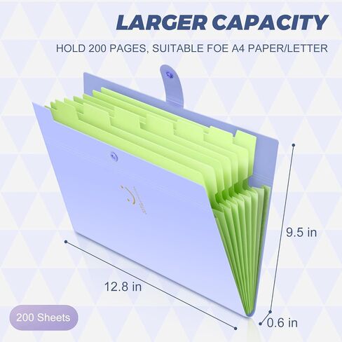 Expanding File Folder, 8 Pockets Accordion File Organizer, A4 Letter Size Paper Document Receipt Organizer Accordian Filing Folder for Classroom, Home, Office and Travel(Purple) in Saudi Arabia