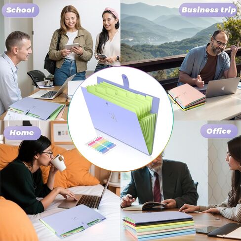 Expanding File Folder, 8 Pockets Accordion File Organizer, A4 Letter Size Paper Document Receipt Organizer Accordian Filing Folder for Classroom, Home, Office and Travel(Purple) in Saudi Arabia