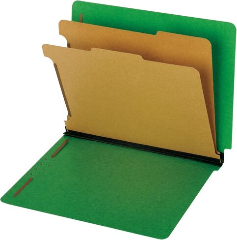 Globe-Weis/Pendaflex End Tab Classification Folders, 2 Dividers, 2-Inch Embedded Fasteners, Letter Size, Dark Green, 10 Folders Per Box (23785GW) in Saudi Arabia