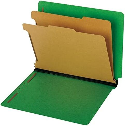 Globe-Weis/Pendaflex End Tab Classification Folders, 2 Dividers, 2-Inch Embedded Fasteners, Letter Size, Dark Green, 10 Folders Per Box (23785GW) in Saudi Arabia