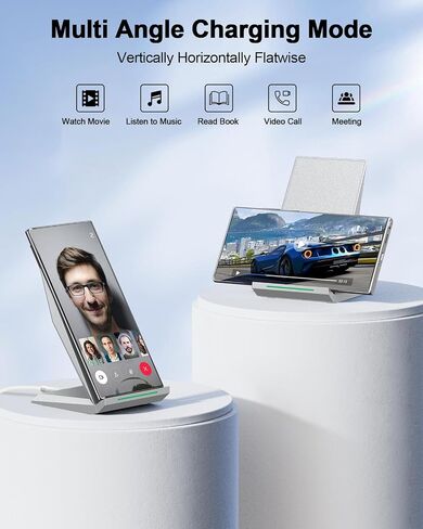 NANAMI Fast Wireless Charger, Wireless Charging Stand | Compatible iPhone 17/17 Air/16/15/15 Pro/15 Pro Max, Nightstand Phone Charger Dock for Samsung Galaxy S26/S26+/S25/S24 in Kuwait