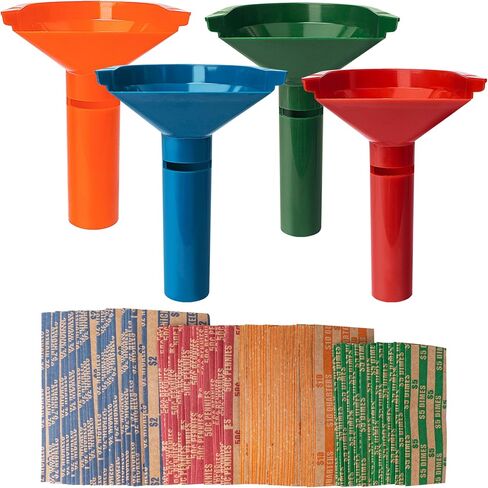 أنابيب فرز العملات المعدنية 4 ألوان، أنابيب عدادات العملات المشفرة للأرباع والدايمات والنيكل والبنسات، مع أغلفة عملات معدنية متنوعة in Kuwait