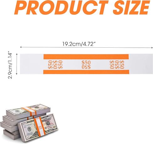 200PCS Self-Sealing Coded Currency Straps Bands $50 Bills Sleeves, Self-Adhesive Cash Money Wrappers Bands for Organize & Transport Your Cash Securely, Counter Recyclable Kraft Paper (Orange Color) in Saudi Arabia