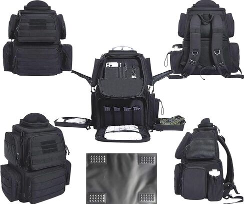 Gun range backpack Holds 6 full size pistols,Pistol range bag with 11 magazine slots,Suitable for training Pistol bag in Saudi Arabia