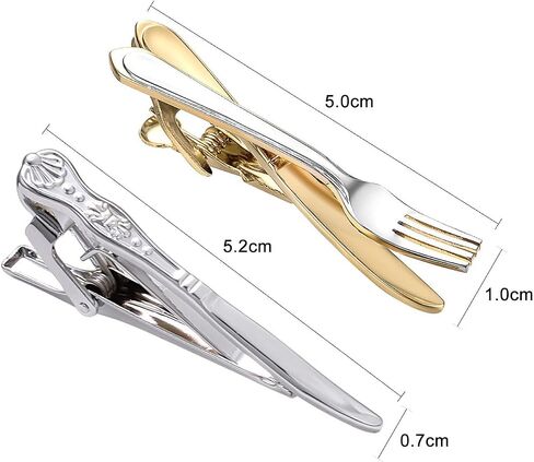 2Pcs Tie Clip Set for Men Unique Silver Gold Black Tie Clip Personalized Tie Bar Clip Fathers Day Birthday Wedding Jewelry Gift in Kuwait