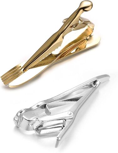 2Pcs Tie Clip Set for Men Unique Silver Gold Black Tie Clip Personalized Tie Bar Clip Fathers Day Birthday Wedding Jewelry Gift in Kuwait