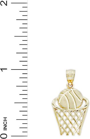 Gold Basketball Hoop Charm Pendant - 10 Karat Gold - Sports Jewelry - Basketball Team Jewelry in Kuwait