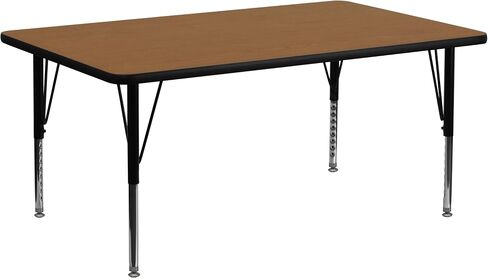 Flash Furniture 30''W x 72''L Rectangular Oak Thermal Laminate Activity Table - Height Adjustable Short Legs in Saudi Arabia